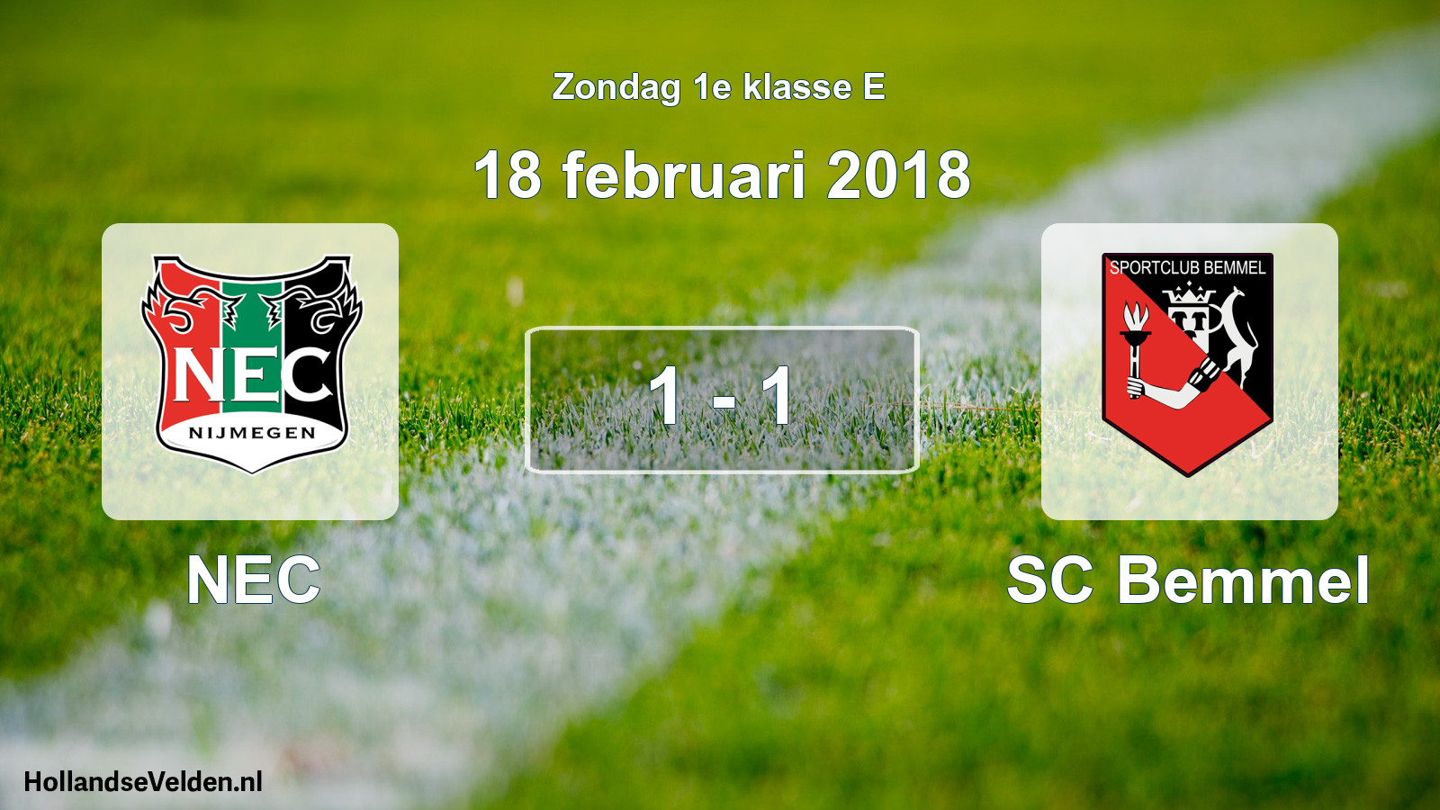 Total number of matches played: NEC - SC Bemmel 1 - 1 (18 February 2018)