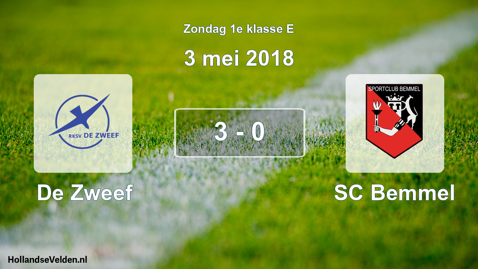 Total number of matches played: De Zweef - SC Bemmel 3 - 0 (3 May 2018)