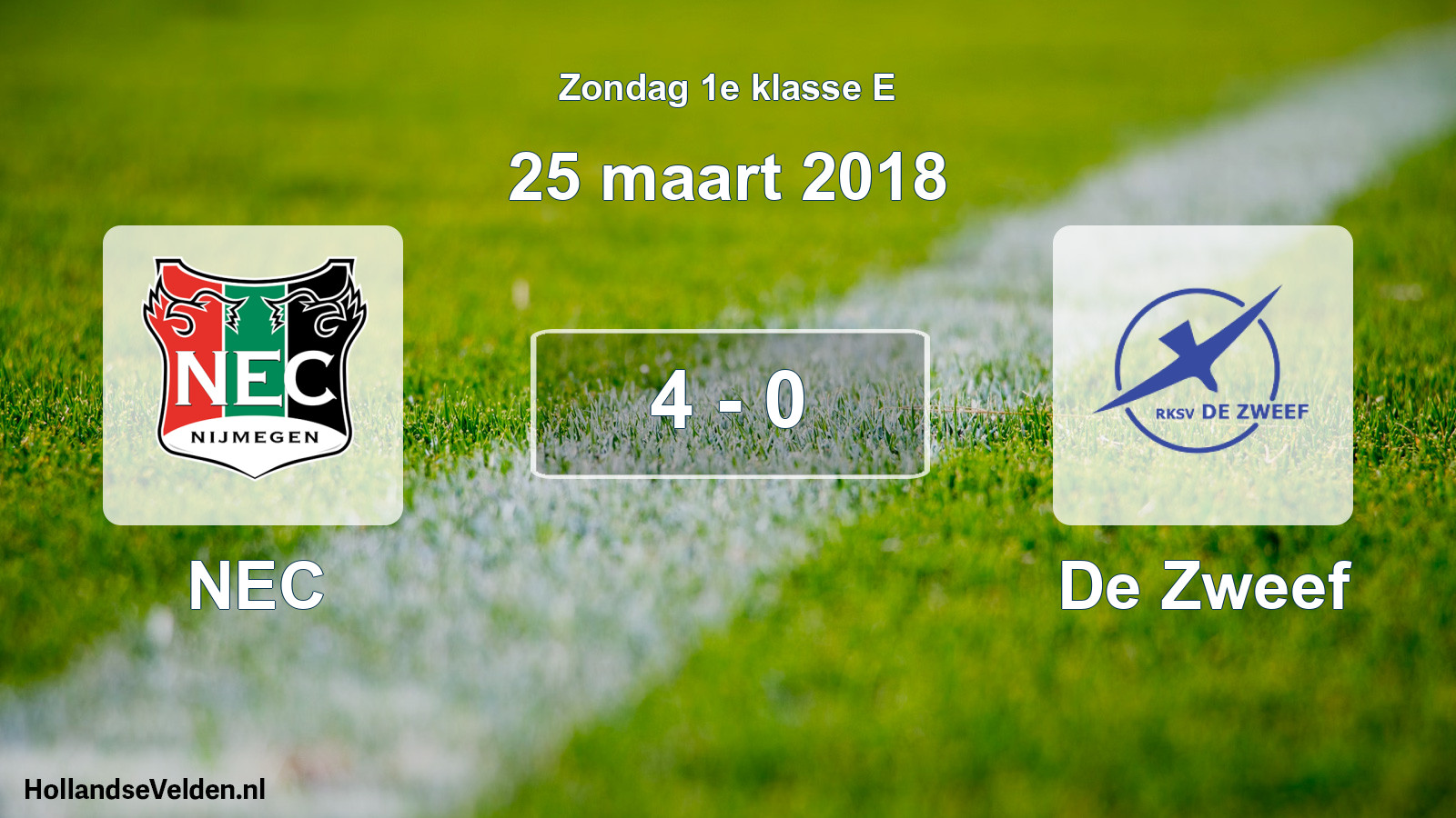 Total number of matches played: NEC - De Zweef 4 - 0 (25 March 2018)