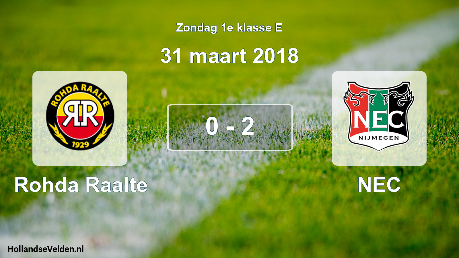 Total number of matches played: Rohda Raalte - NEC 0 - 2 (31 March 2018)