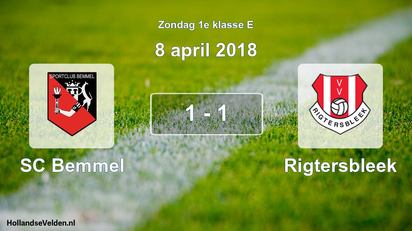 Total number of matches played: SC Bemmel - Rigtersbleek 1 - 1 (8 April 2018)