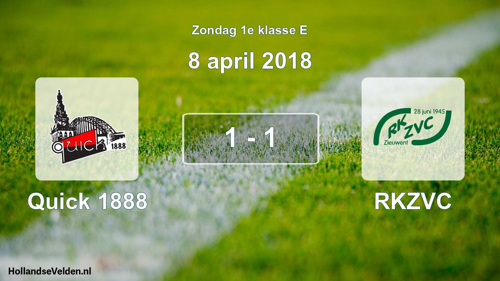 Total number of matches played: Quick 1888 - RKZVC 1 - 1 (8 April 2018)