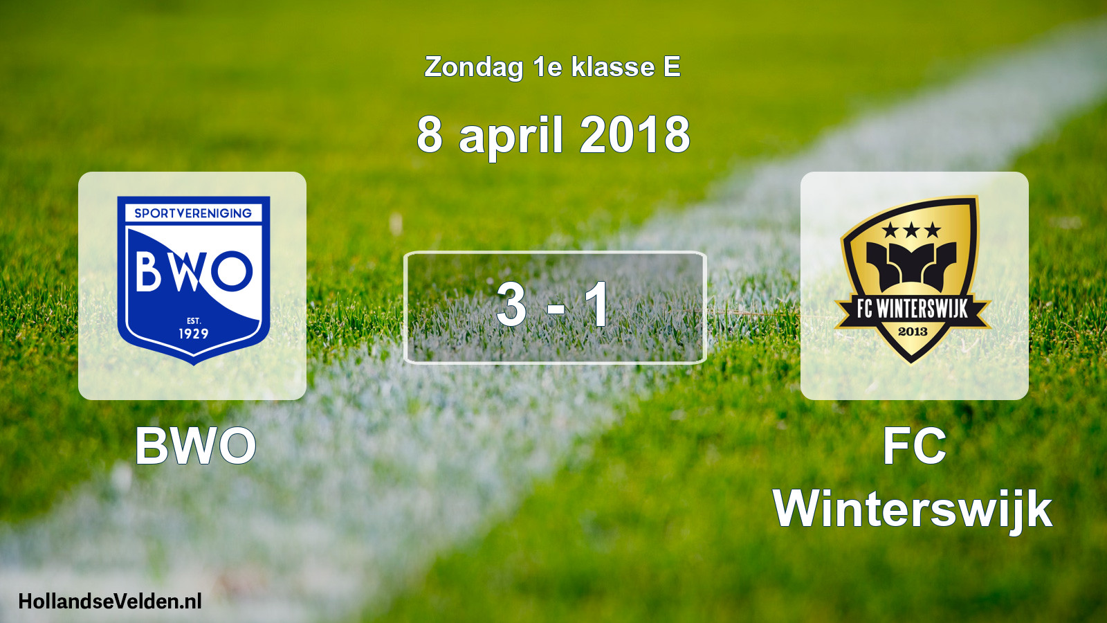 Total number of matches played: BWO - FC Winterswijk 3 - 1 (8 April 2018)