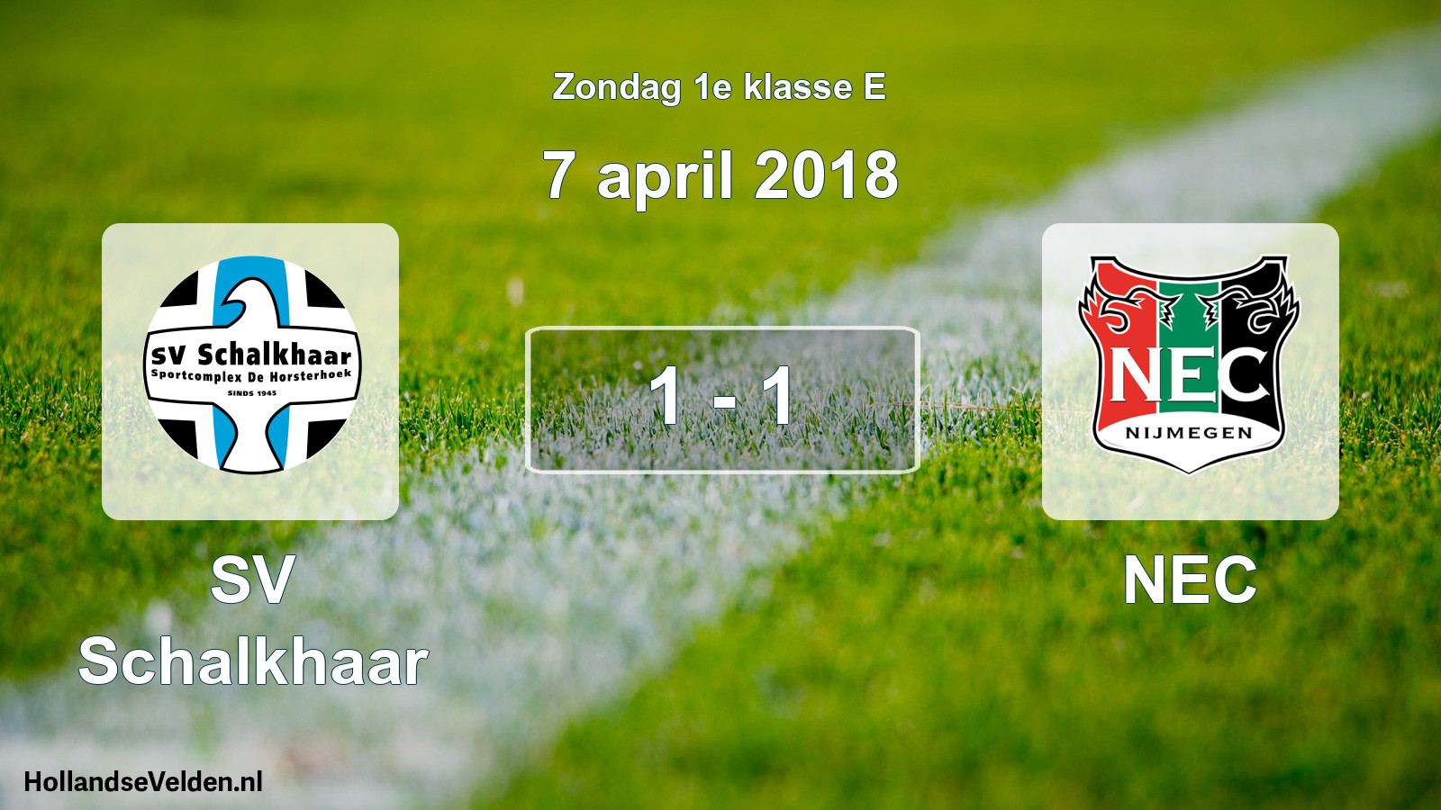 Total number of matches played: SV Schalkhaar - NEC 1 - 1 (7 April 2018)