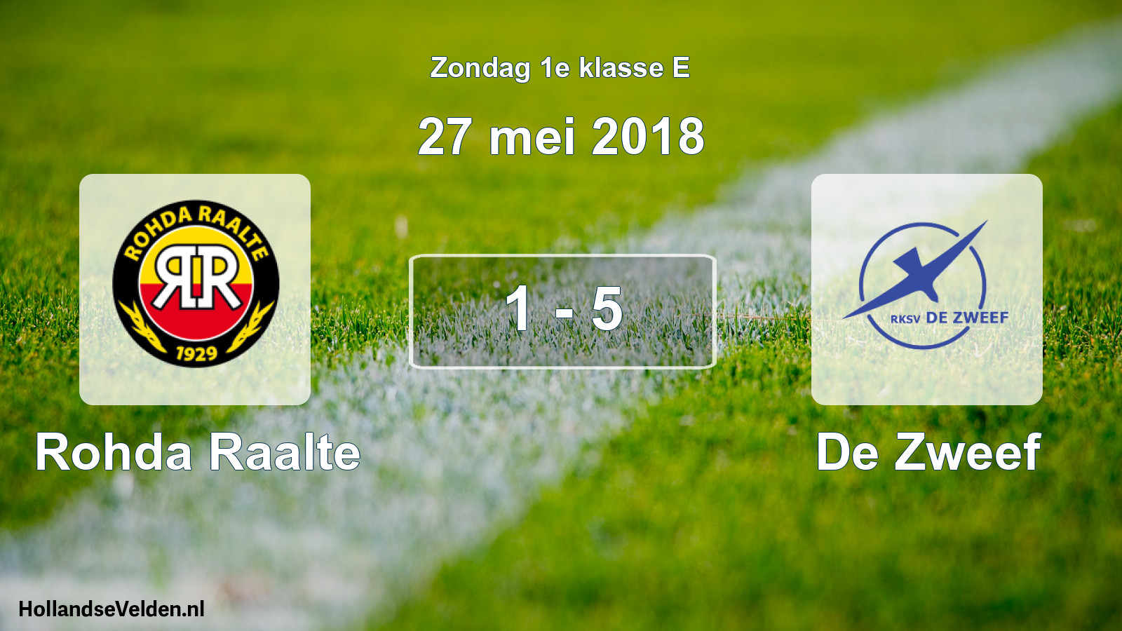 Total number of matches played: Rohda Raalte - De Zweef 1 - 5 (27 May 2018)