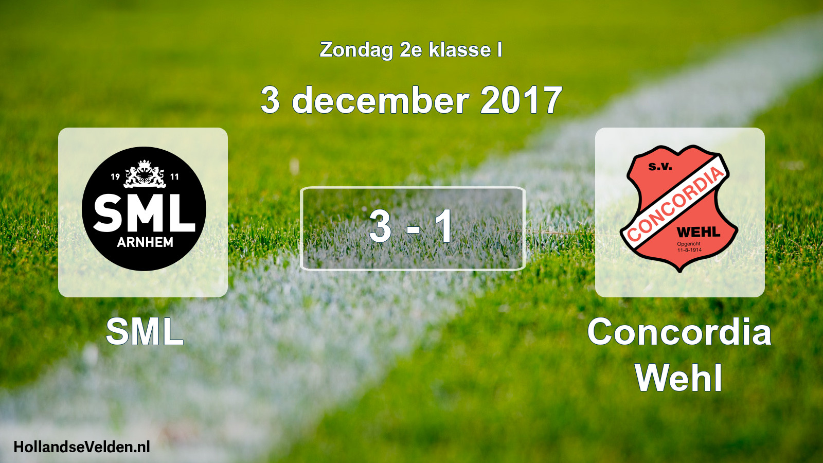 Total number of matches played: SML - Concordia Wehl 3 - 1 (3 December 2017)