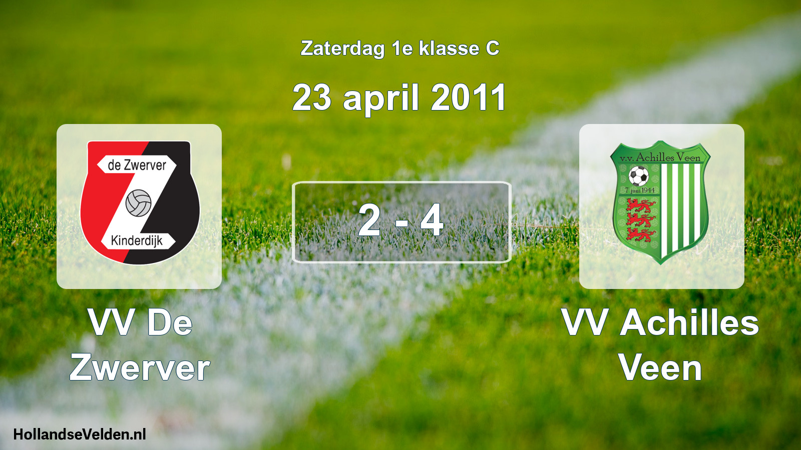 Total number of matches played: VV De Zwerver - VV Achilles Veen 2 - 4 (23 April 2011)