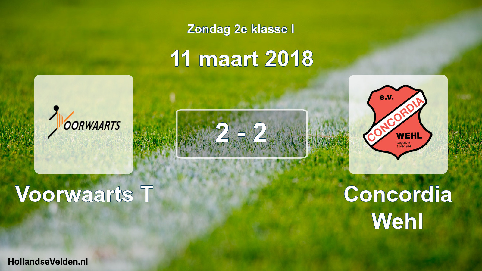 Total number of matches played: Voorwaarts T - Concordia Wehl 2 - 2 (11 March 2018)