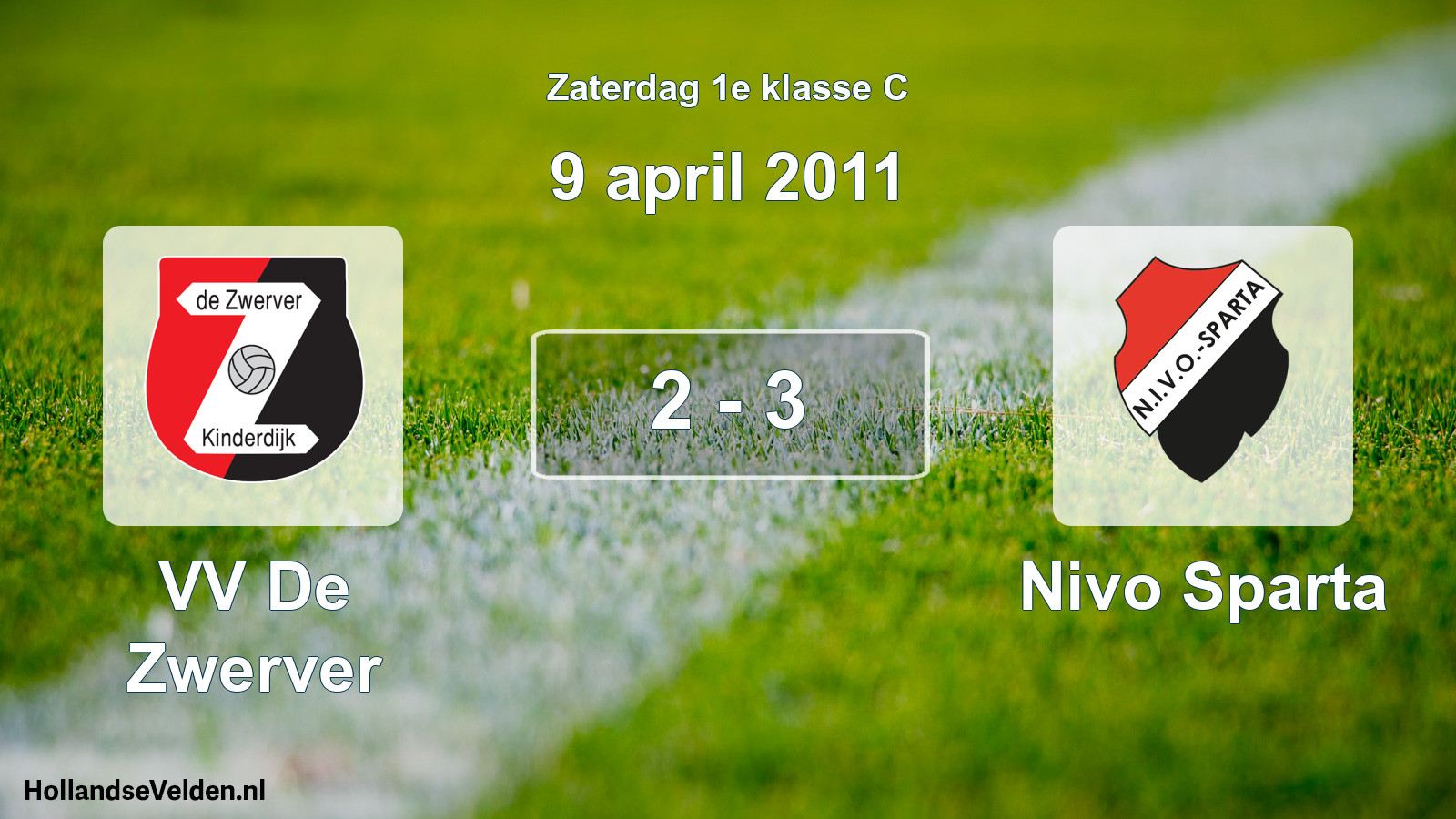 Total number of matches played: VV De Zwerver - Nivo Sparta 2 - 3 (9 April 2011)