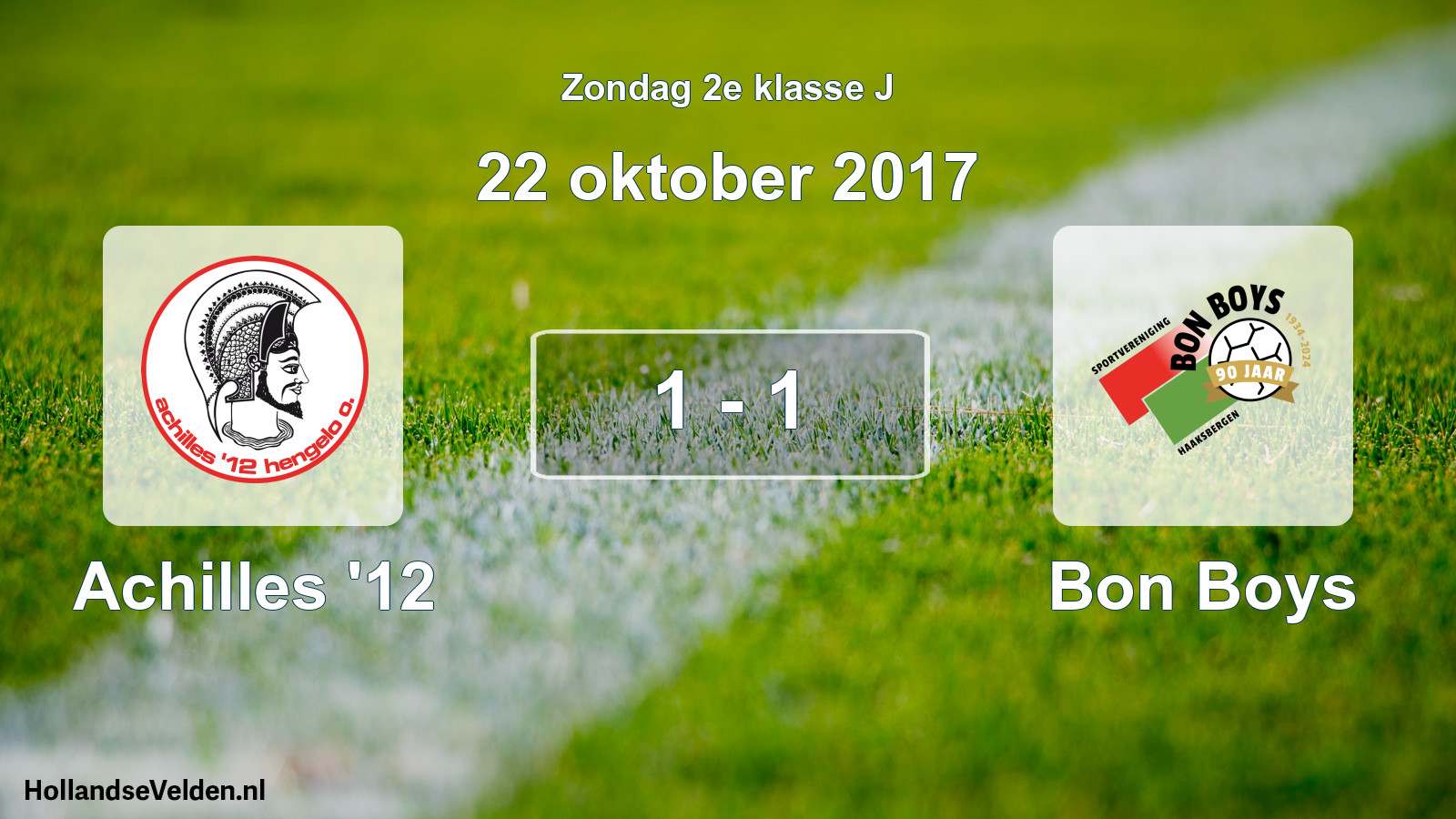 Total number of matches played: Achilles '12 - Bon Boys 1 - 1 (22 October 2017)
