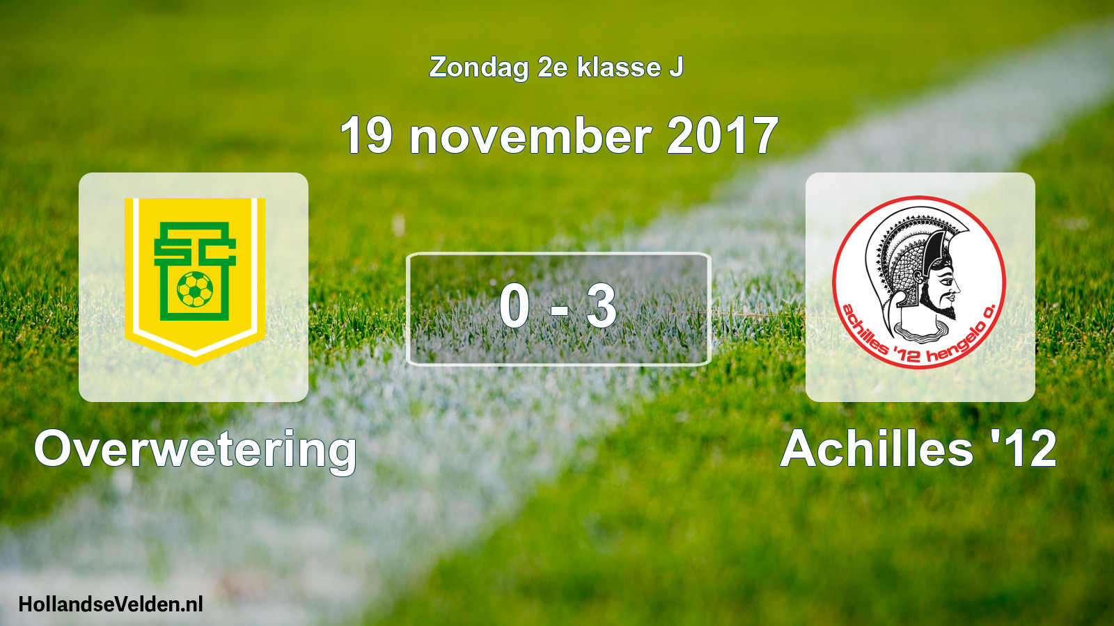 Total number of matches played: Overwetering - Achilles '12 0 - 3 (19 November 2017)