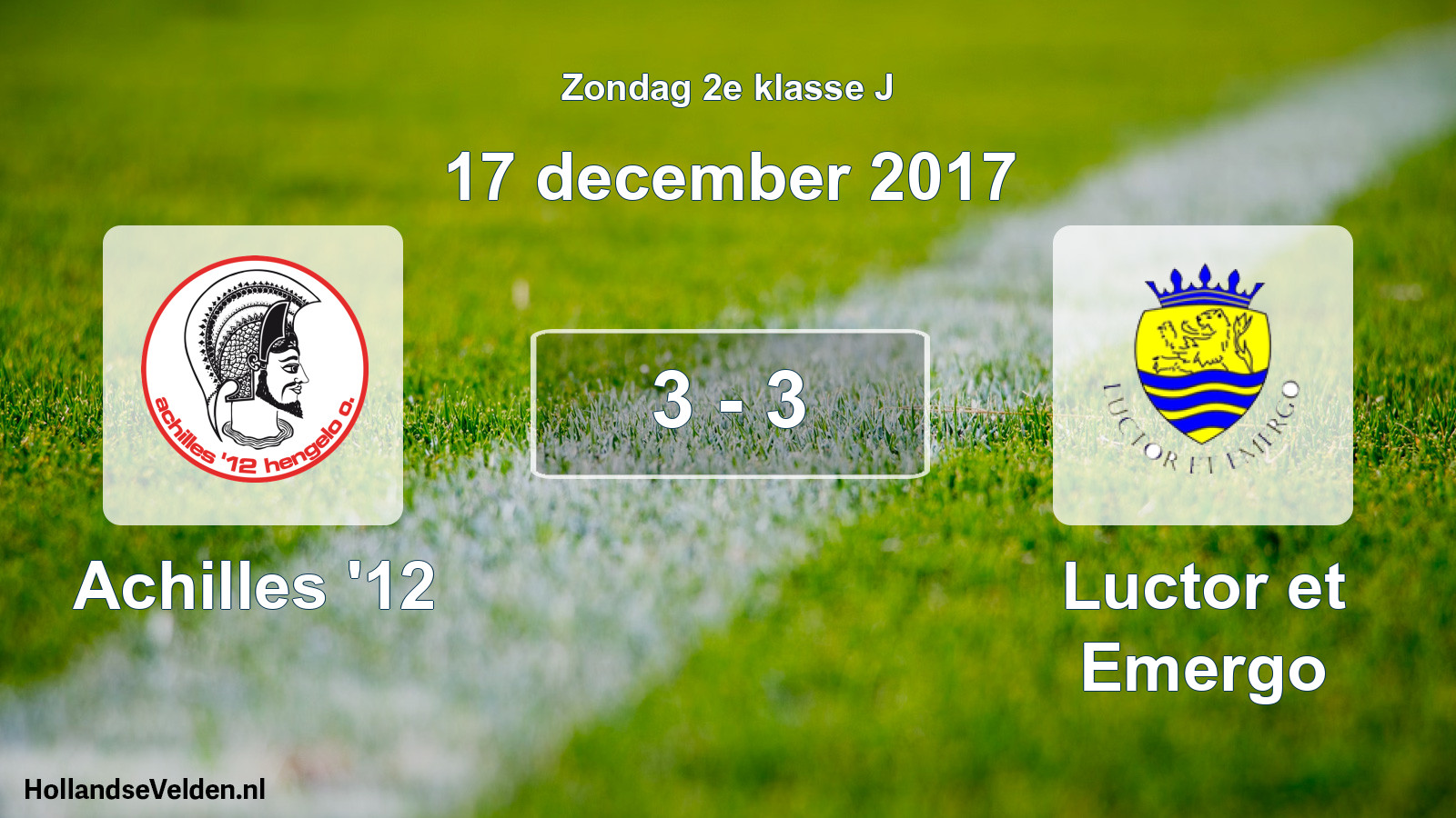 Total number of matches played: Achilles '12 - Luctor et Emergo 3 - 3 (17 December 2017)