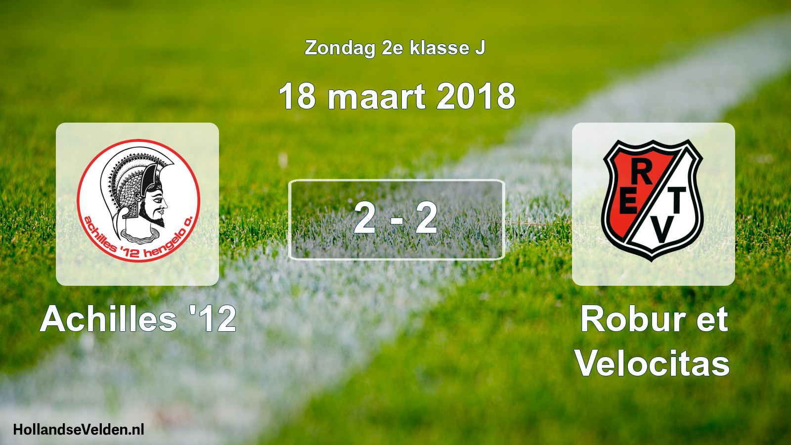 Total number of matches played: Achilles '12 - Robur et Velocitas 2 - 2 (18 March 2018)