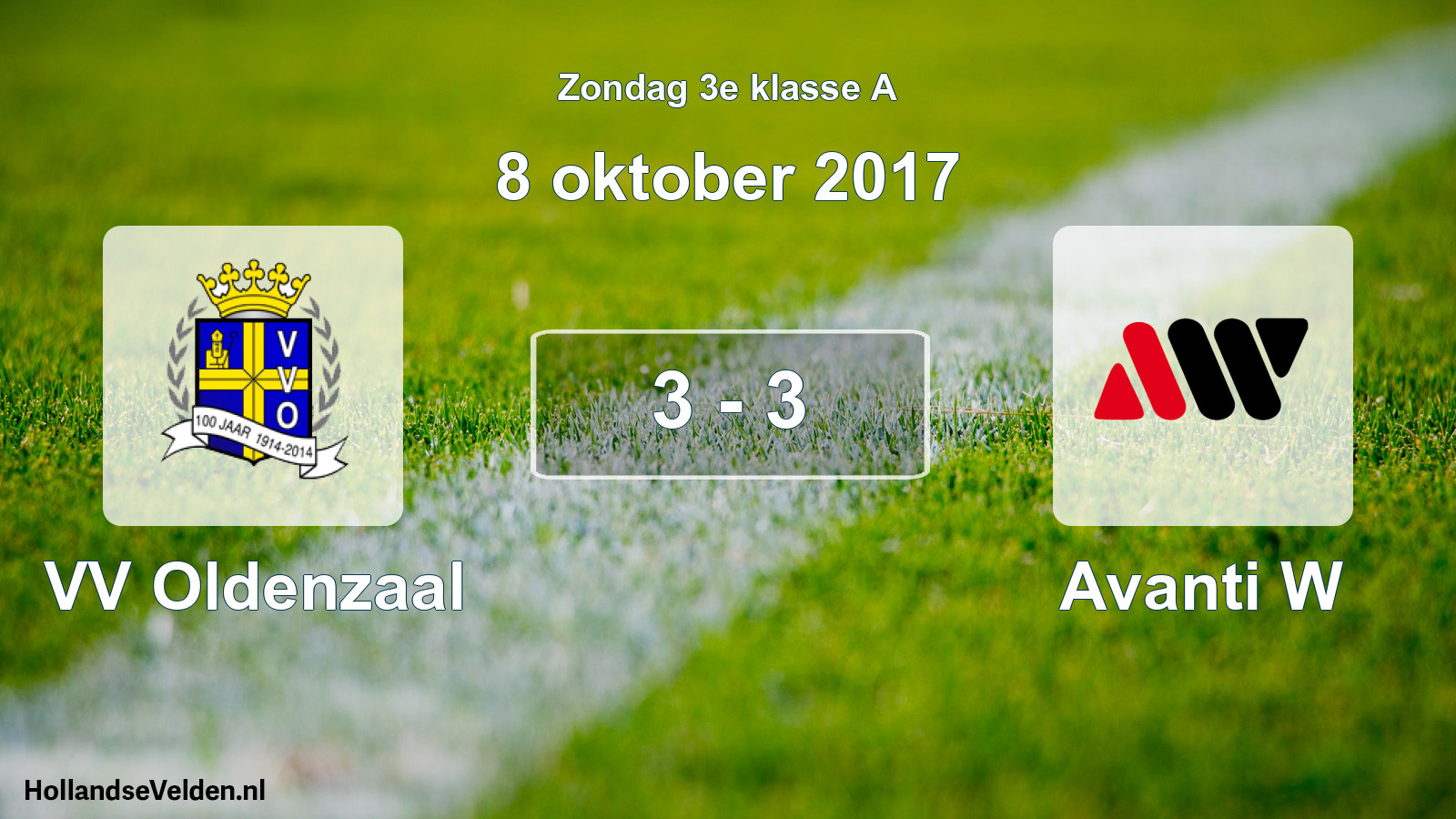 Total number of matches played: VV Oldenzaal - Avanti W 3 - 3 (8 October 2017)