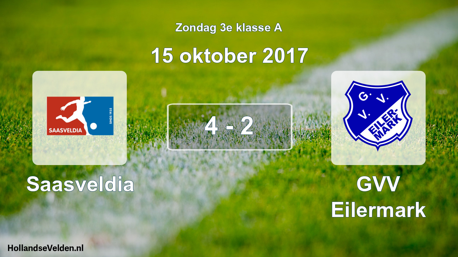 Total number of matches played: Saasveldia - GVV Eilermark 4 - 2 (15 October 2017)