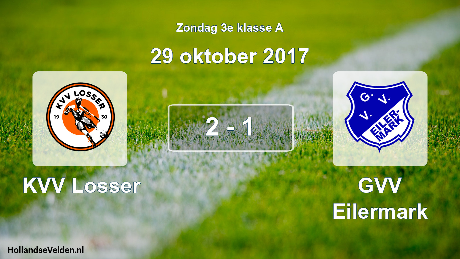 Total number of matches played: KVV Losser - GVV Eilermark 2 - 1 (29 October 2017)
