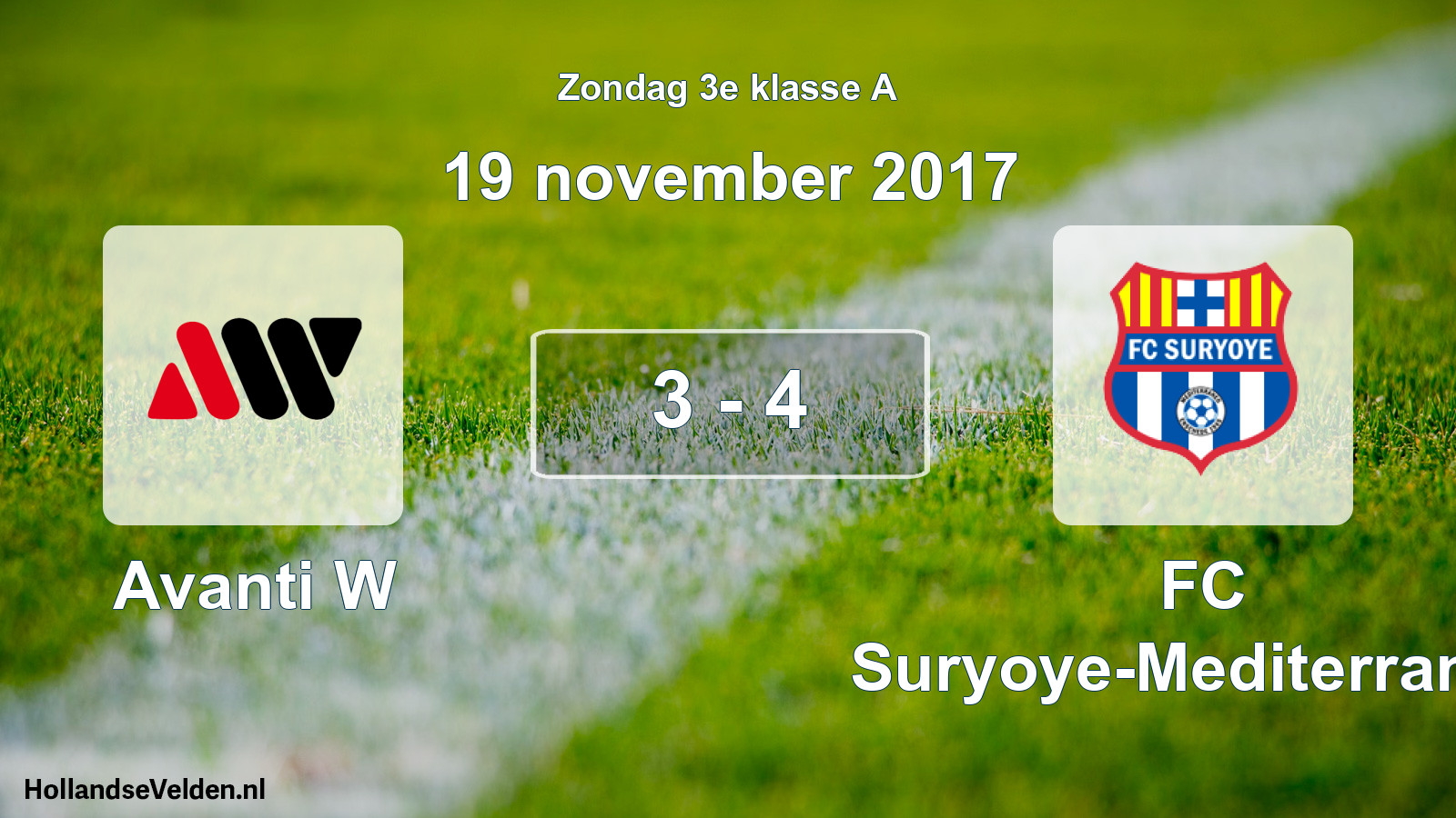 Total number of matches played: Avanti W - FC Suryoye-Mediterraneo 3 - 4 (19 November 2017)