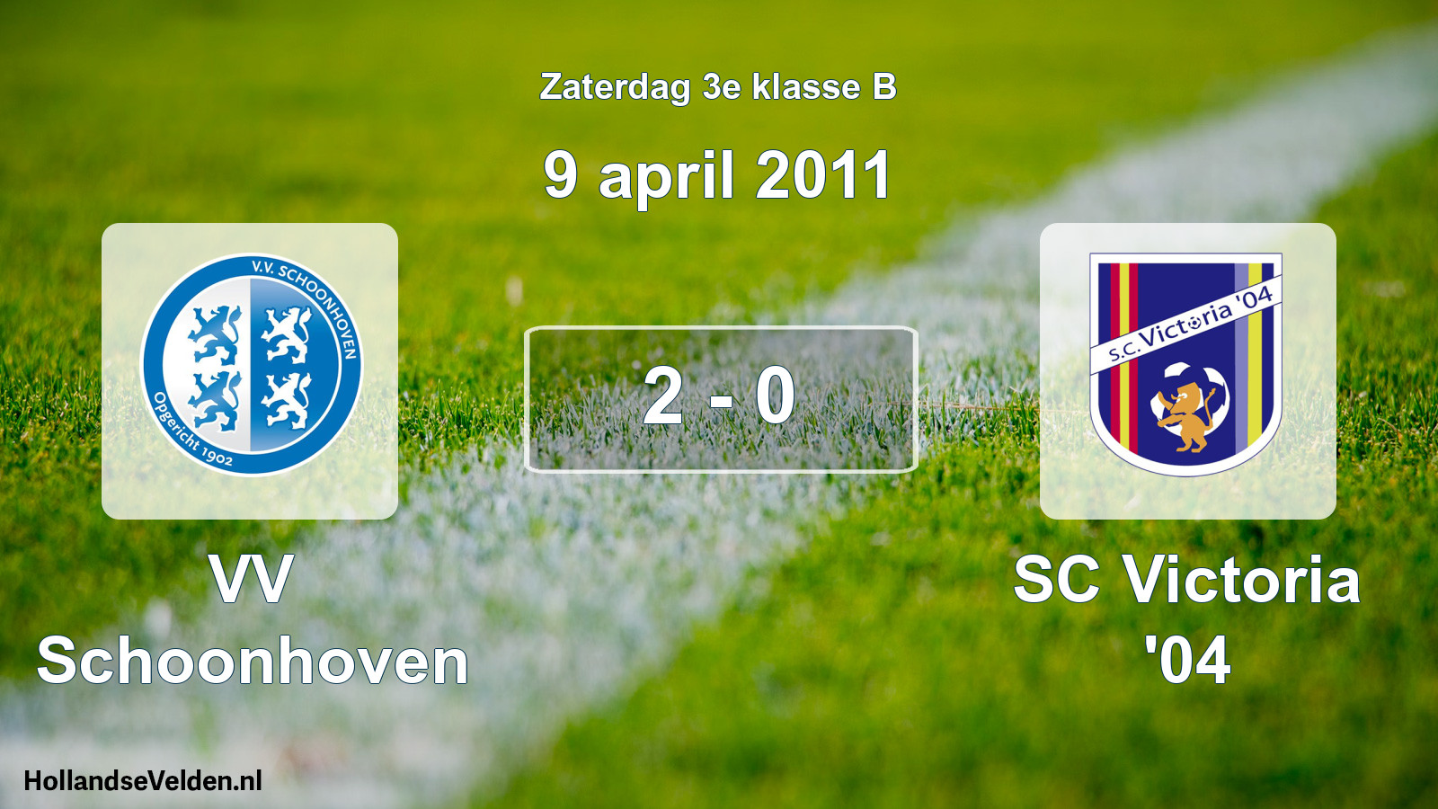 Total number of matches played: VV Schoonhoven - SC Victoria '04 2 - 0 (9 April 2011)