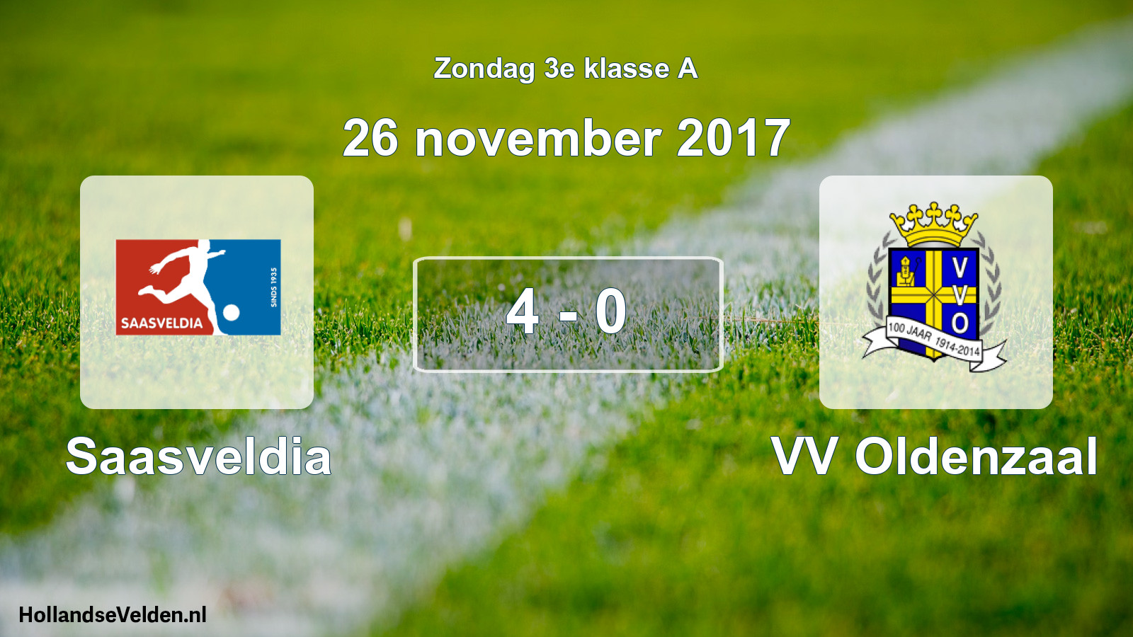 Total number of matches played: Saasveldia - VV Oldenzaal 4 - 0 (26 November 2017)