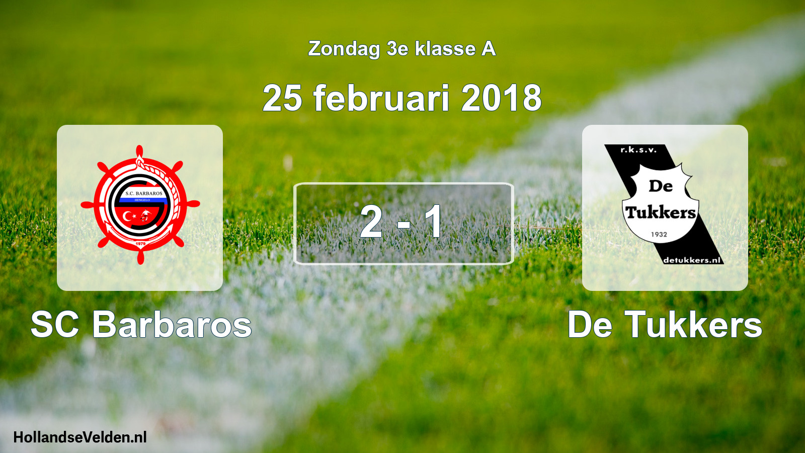 Total number of matches played: SC Barbaros - De Tukkers 2 - 1 (25 February 2018)