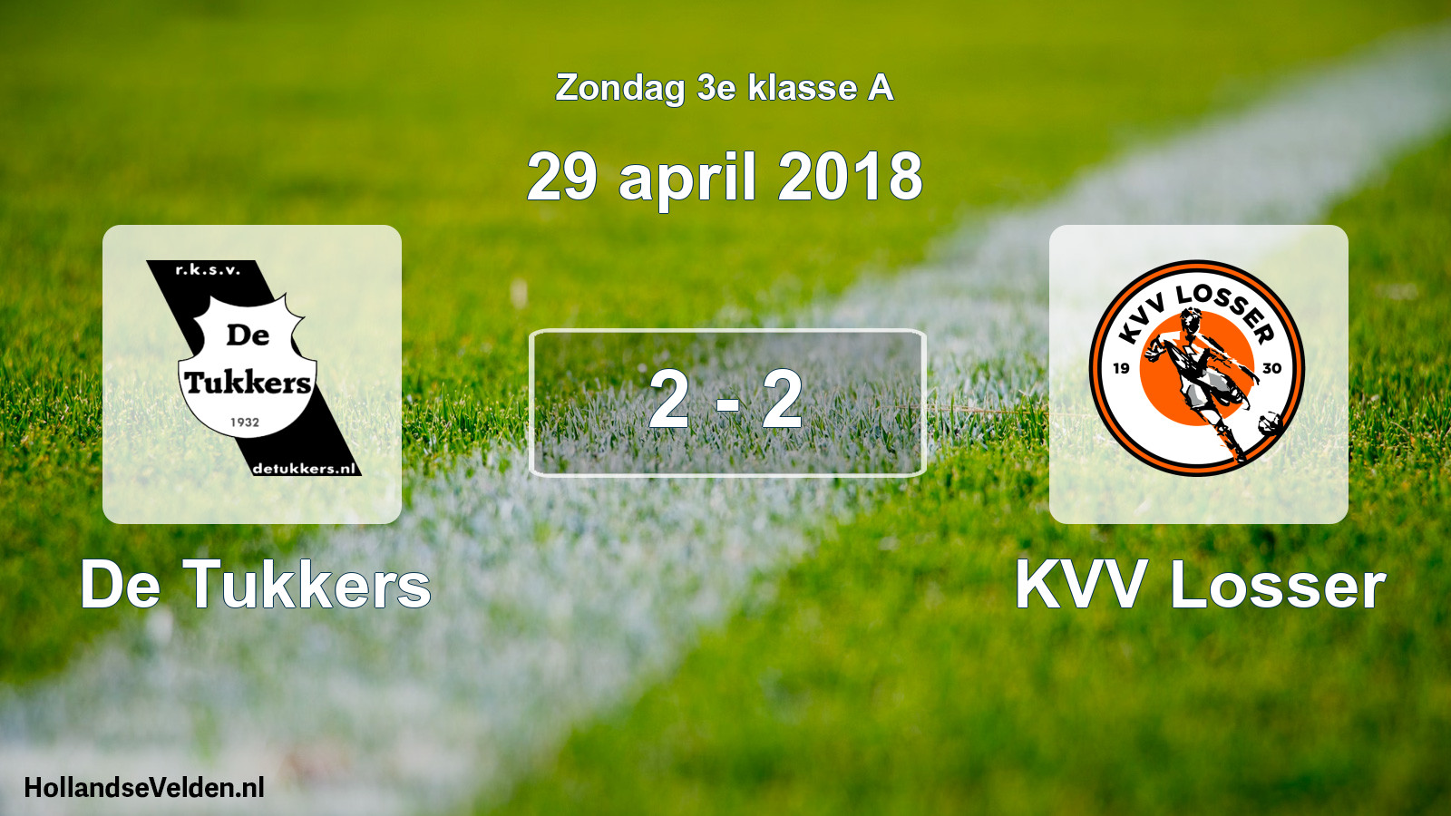 Total number of matches played: De Tukkers - KVV Losser 2 - 2 (29 April 2018)