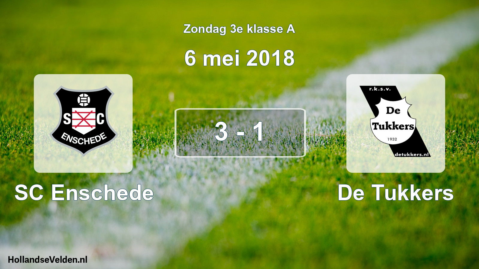 Total number of matches played: SC Enschede - De Tukkers 3 - 1 (6 May 2018)