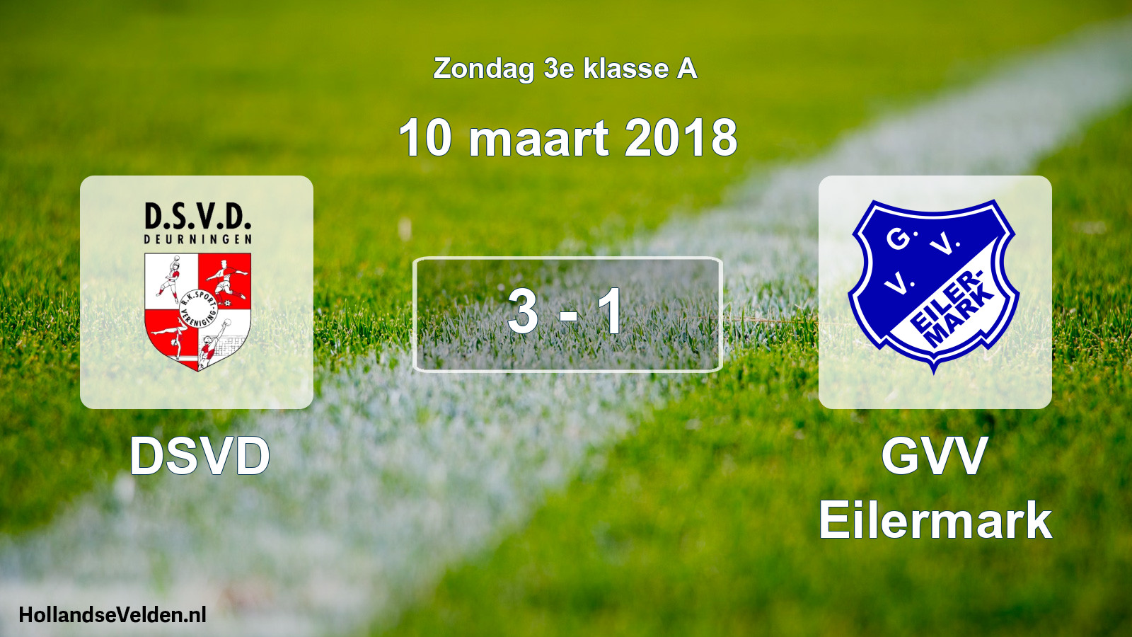 Total number of matches played: DSVD - GVV Eilermark 3 - 1 (10 March 2018)