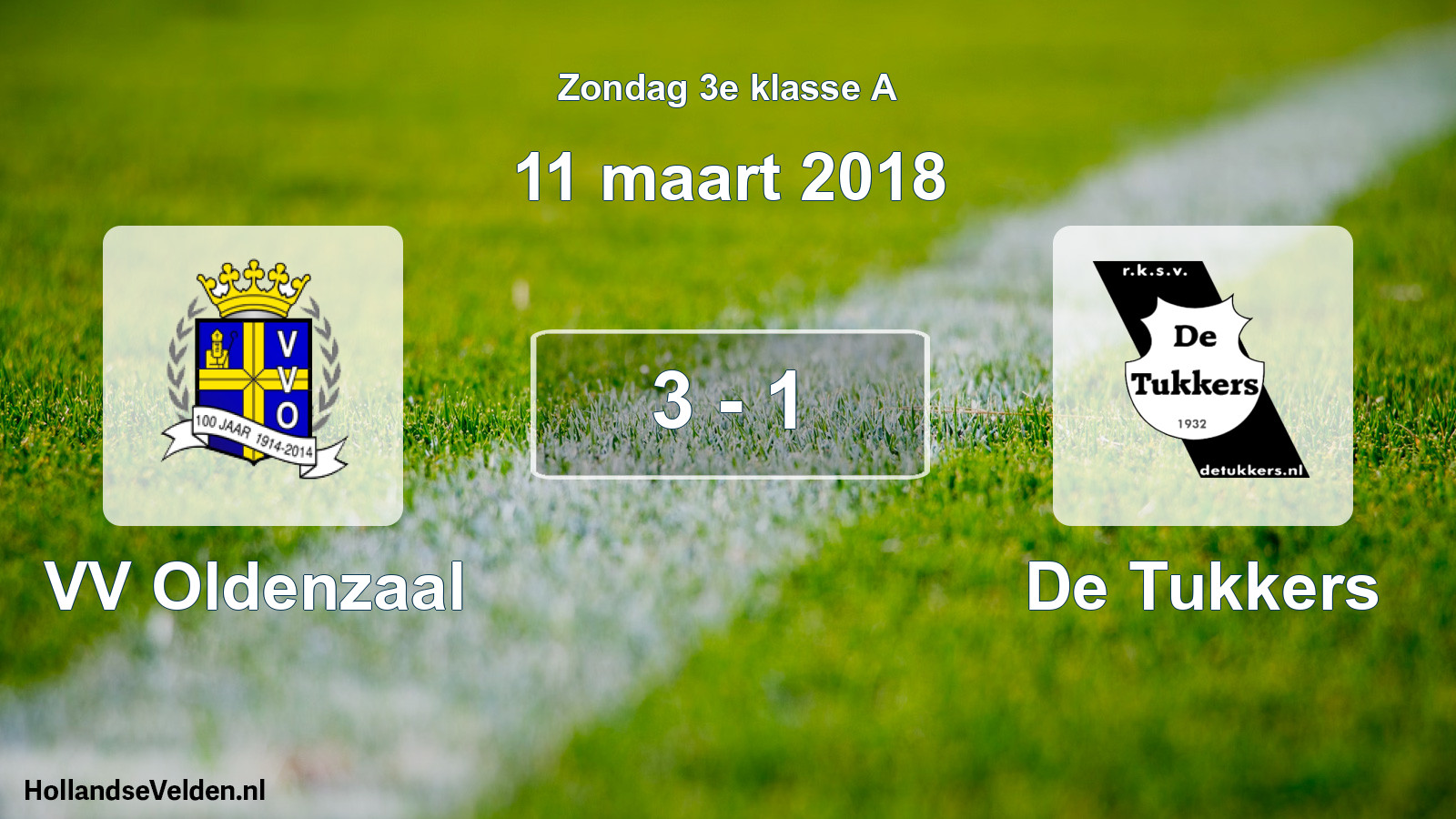 Total number of matches played: VV Oldenzaal - De Tukkers 3 - 1 (11 March 2018)