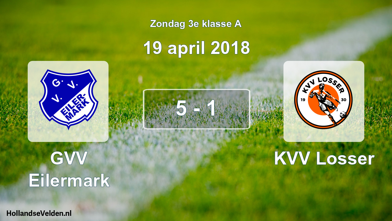 Total number of matches played: GVV Eilermark - KVV Losser 5 - 1 (19 April 2018)