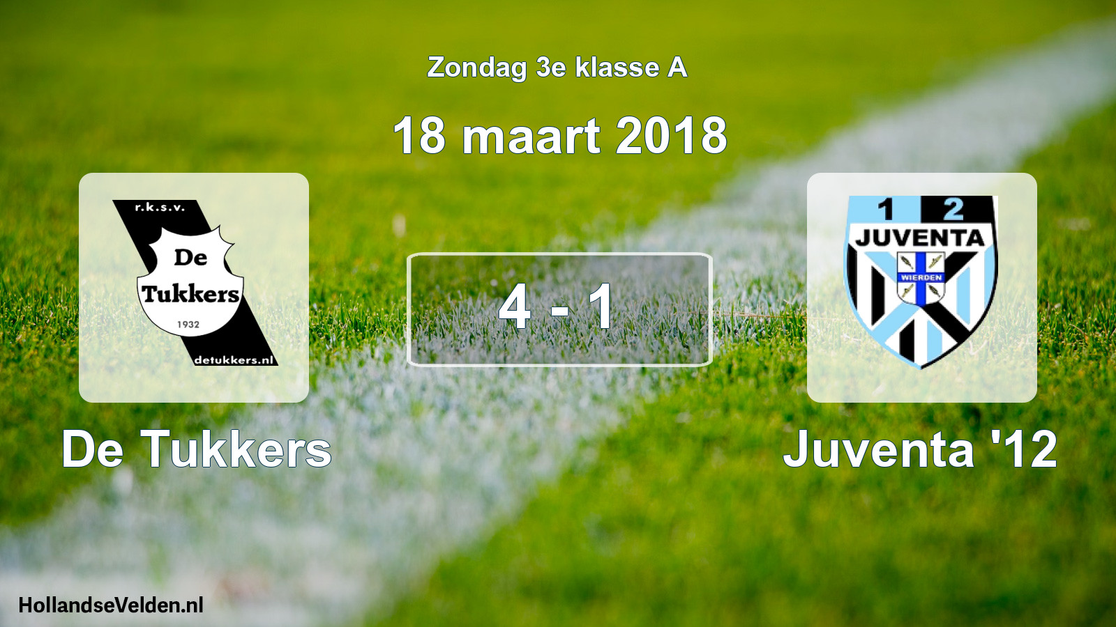 Total number of matches played: De Tukkers - Juventa '12 4 - 1 (18 March 2018)