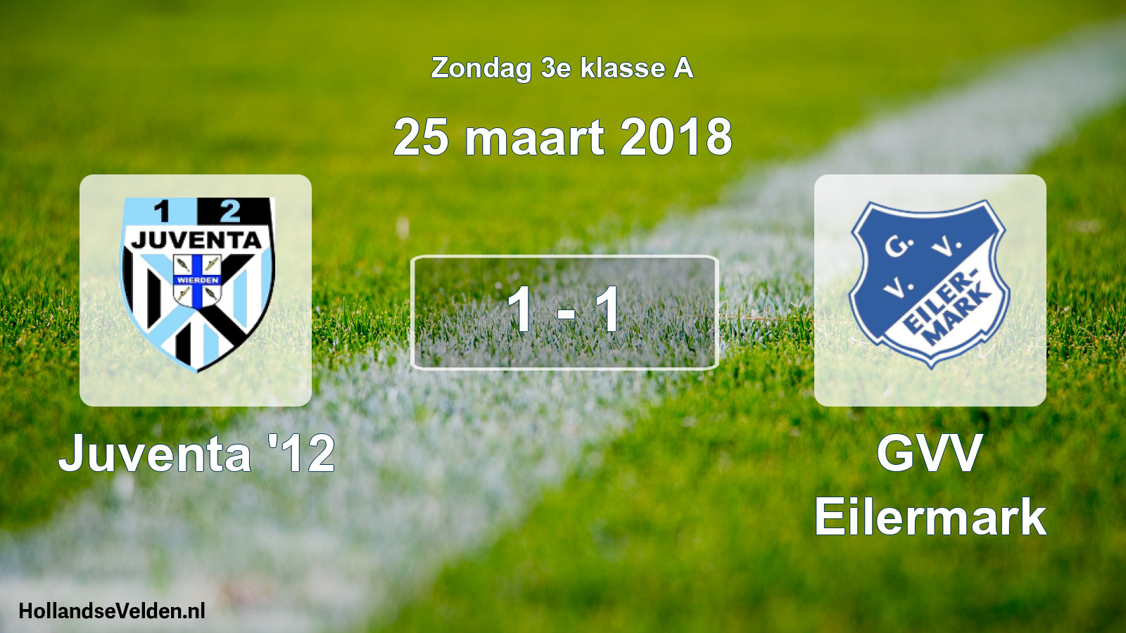 Total number of matches played: Juventa '12 - GVV Eilermark 1 - 1 (25 March 2018)