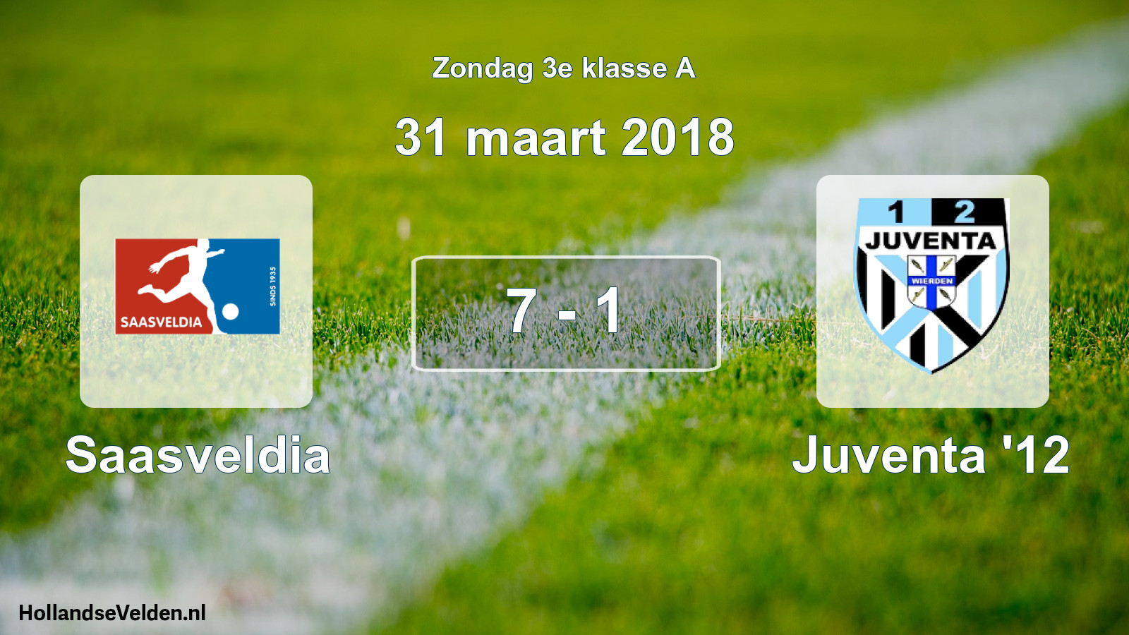 Total number of matches played: Saasveldia - Juventa '12 7 - 1 (31 March 2018)
