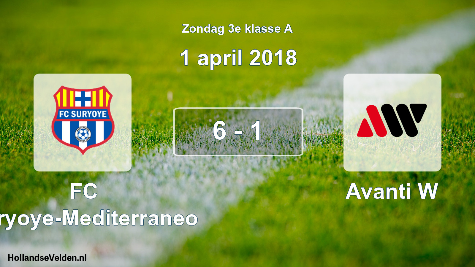 Total number of matches played: FC Suryoye-Mediterraneo - Avanti W 6 - 1 (1 April 2018)