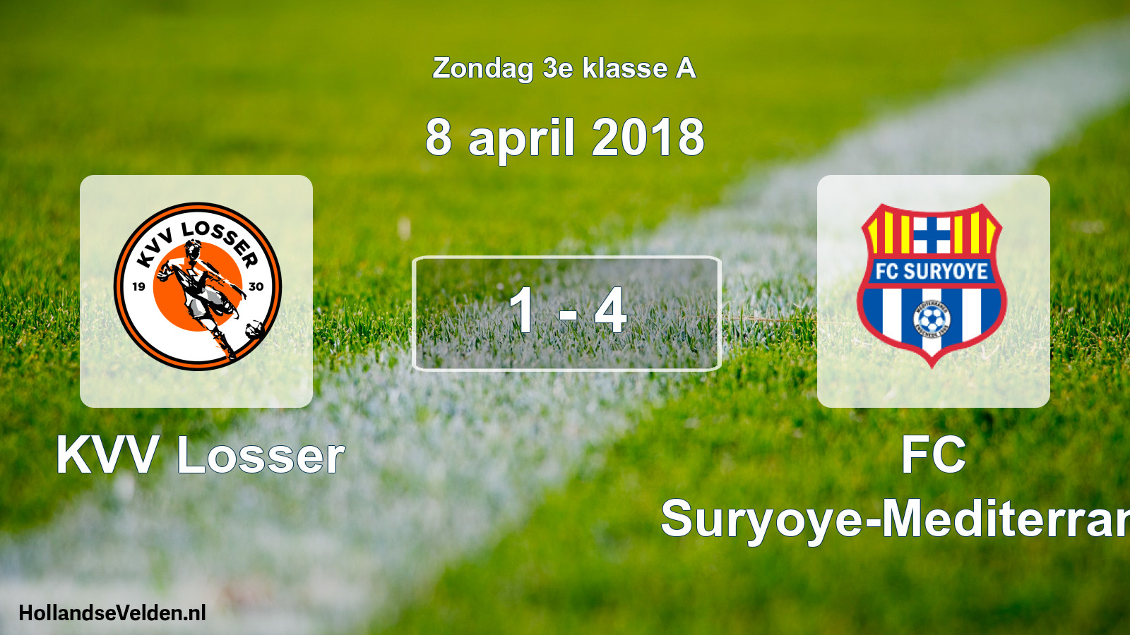 Total number of matches played: KVV Losser - FC Suryoye-Mediterraneo 1 - 4 (8 April 2018)