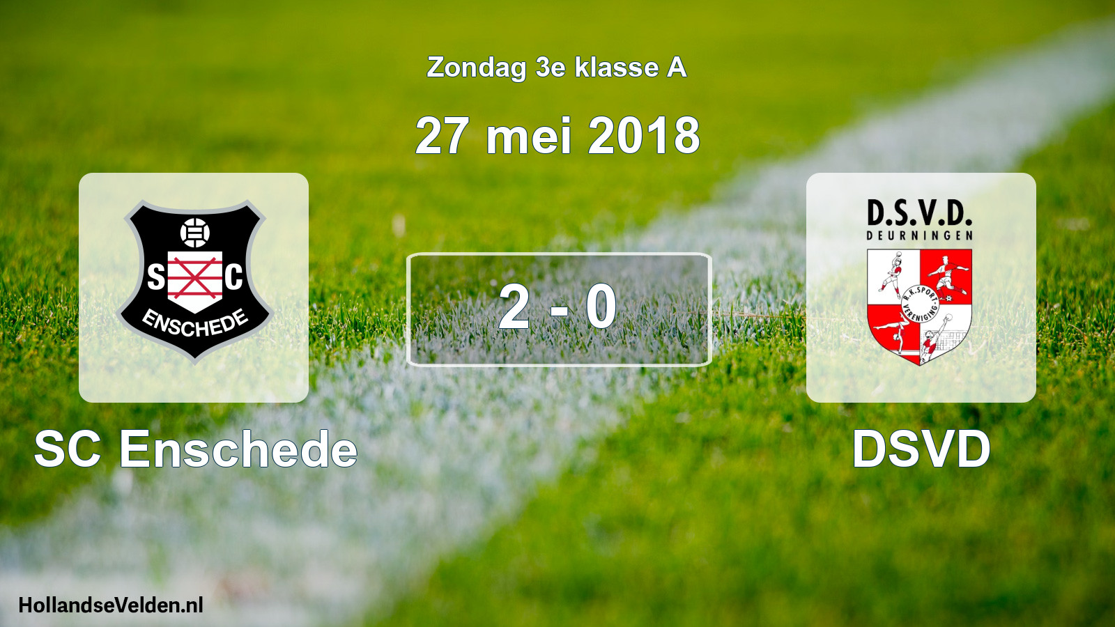 Total number of matches played: SC Enschede - DSVD 2 - 0 (27 May 2018)
