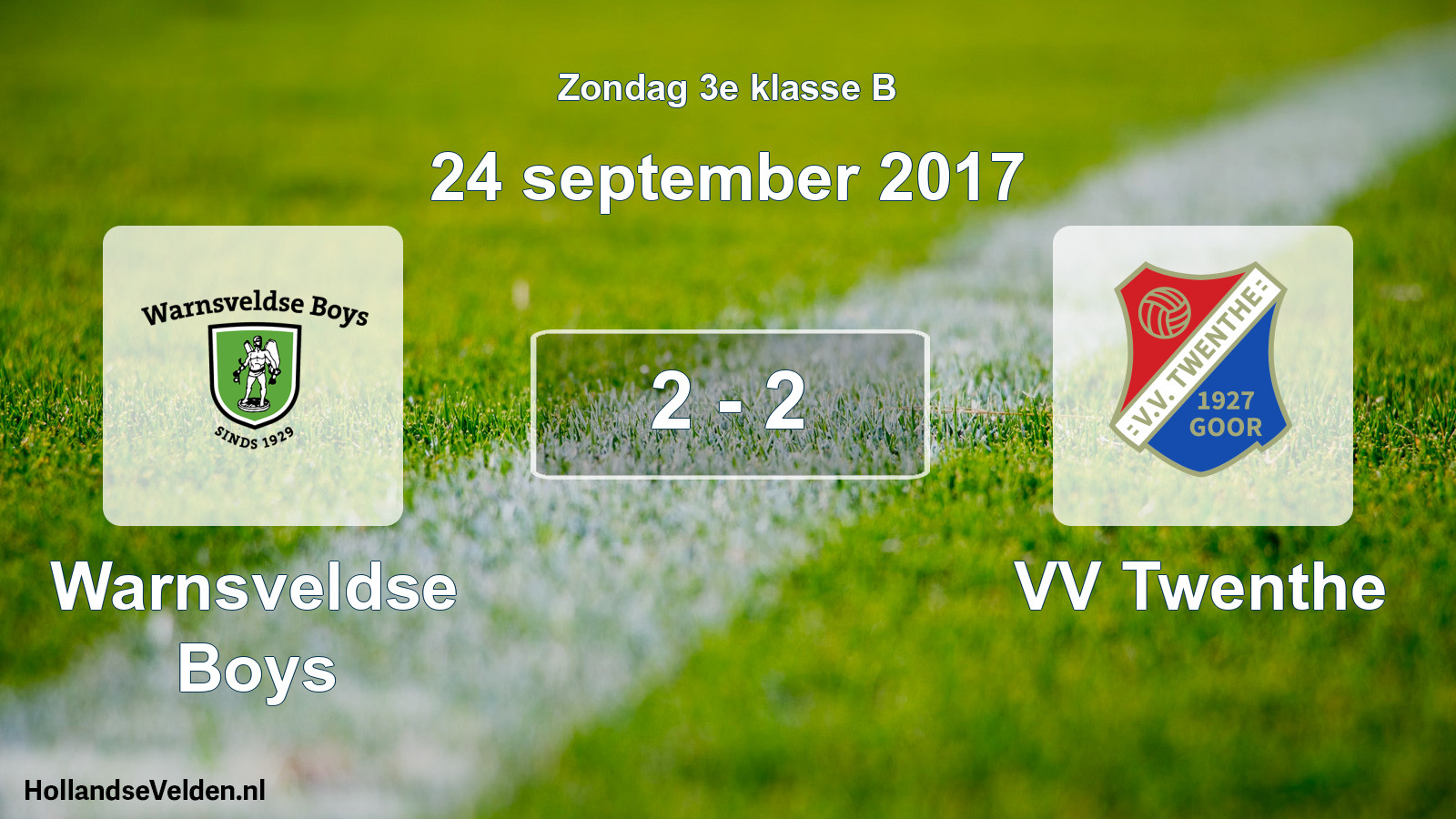 Total number of matches played: Warnsveldse Boys - VV Twenthe 2 - 2 (24 September 2017)