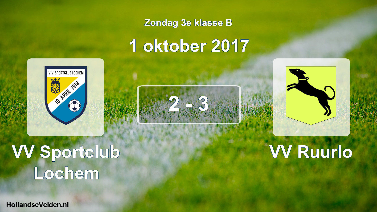 Total number of matches played: VV Sportclub Lochem - VV Ruurlo 2 - 3 (1 October 2017)