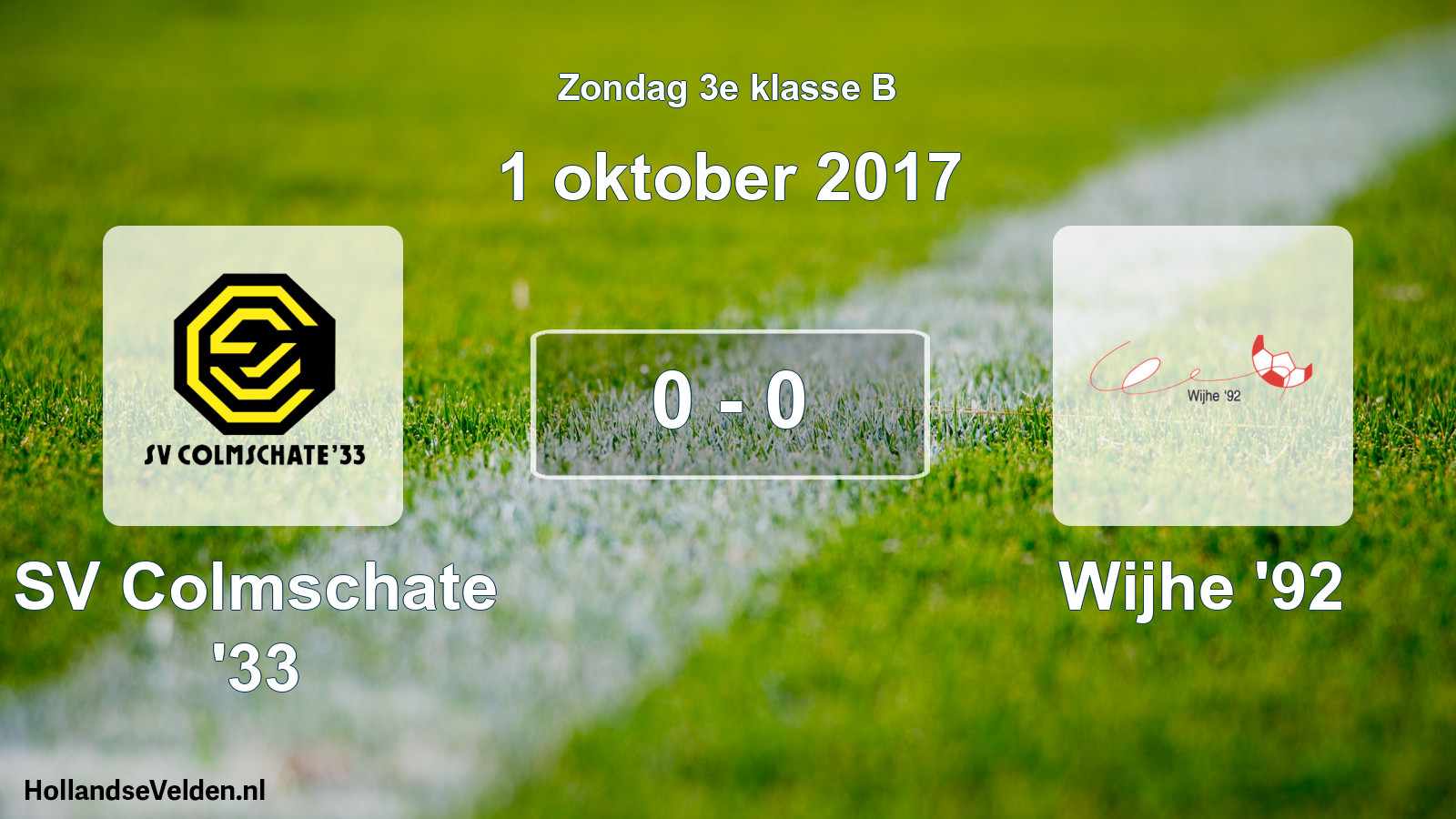 Gespeelde wedstrijd: SV Colmschate '33 - Wijhe '92 0 - 0 (1 oktober 2017)