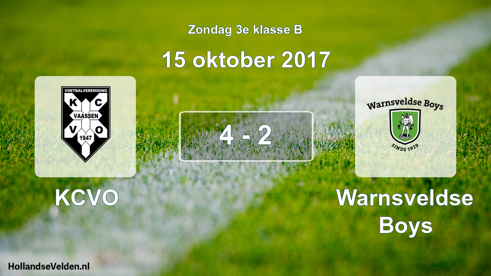 Total number of matches played: KCVO - Warnsveldse Boys 4 - 2 (15 October 2017)