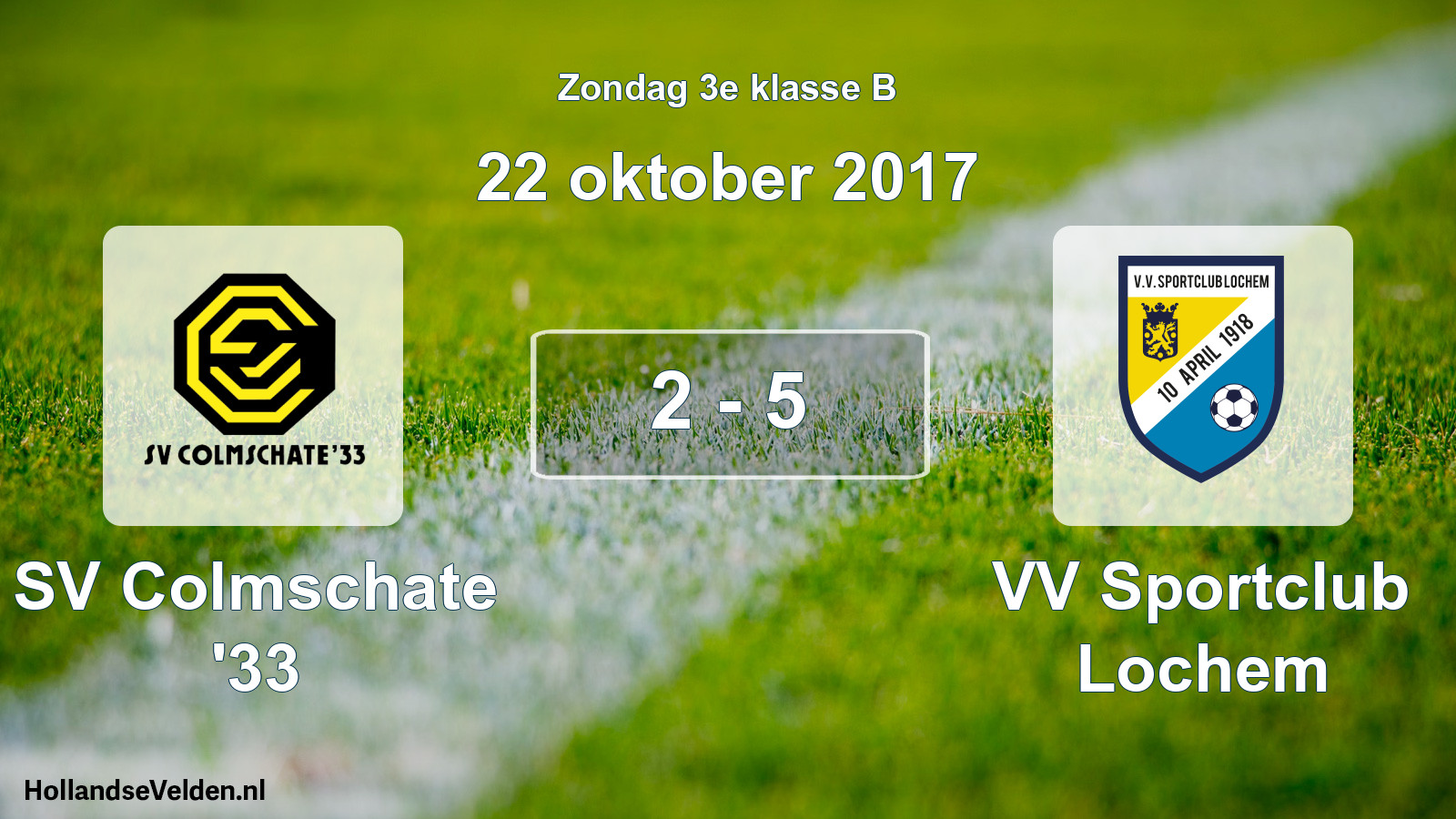 Total number of matches played: SV Colmschate '33 - VV Sportclub Lochem 2 - 5 (22 October 2017)