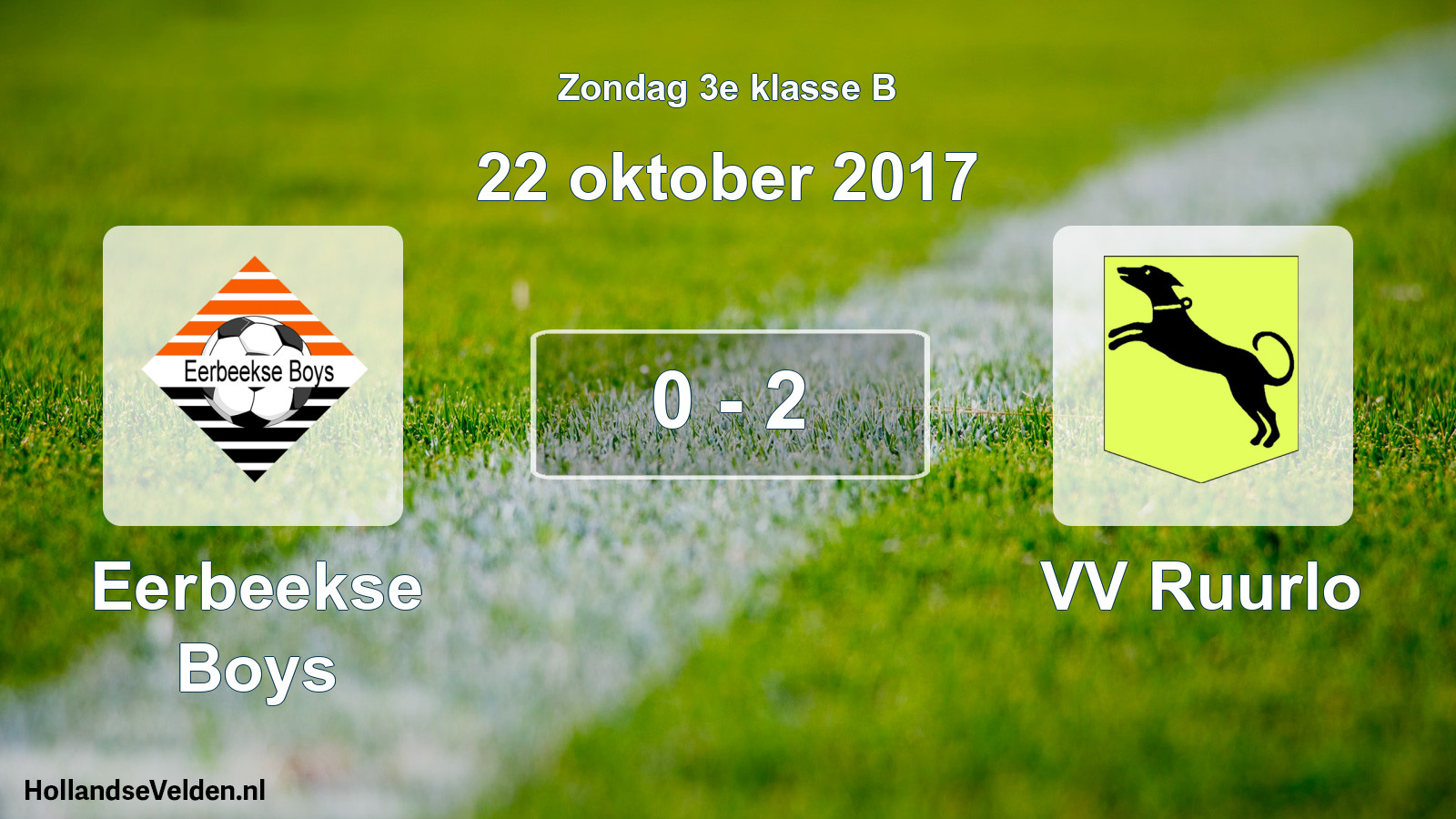 Total number of matches played: Eerbeekse Boys - VV Ruurlo 0 - 2 (22 October 2017)