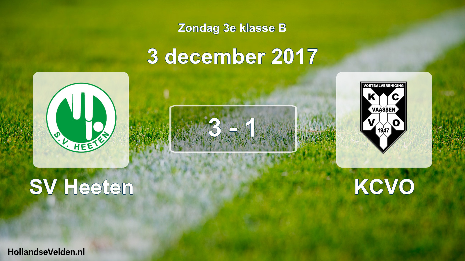 Total number of matches played: SV Heeten - KCVO 3 - 1 (3 December 2017)