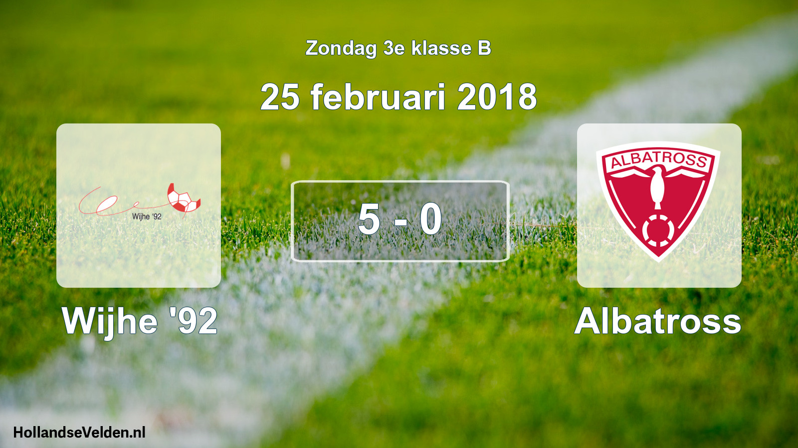 Total number of matches played: Wijhe '92 - Albatross 5 - 0 (25 February 2018)