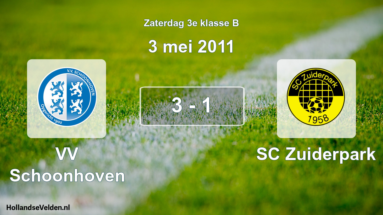 Total number of matches played: VV Schoonhoven - SC Zuiderpark 3 - 1 (3 May 2011)