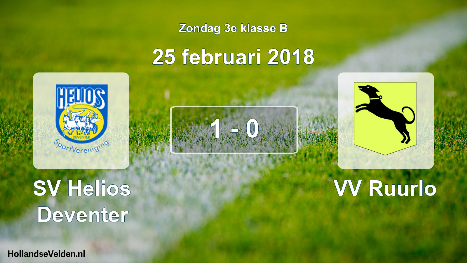 Total number of matches played: SV Helios Deventer - VV Ruurlo 1 - 0 (25 February 2018)