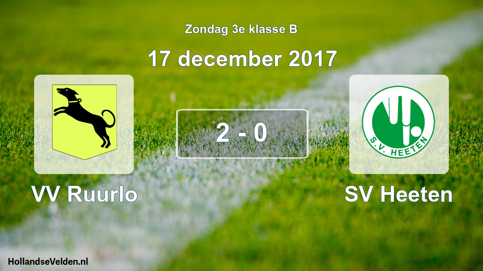 Total number of matches played: VV Ruurlo - SV Heeten 2 - 0 (17 December 2017)