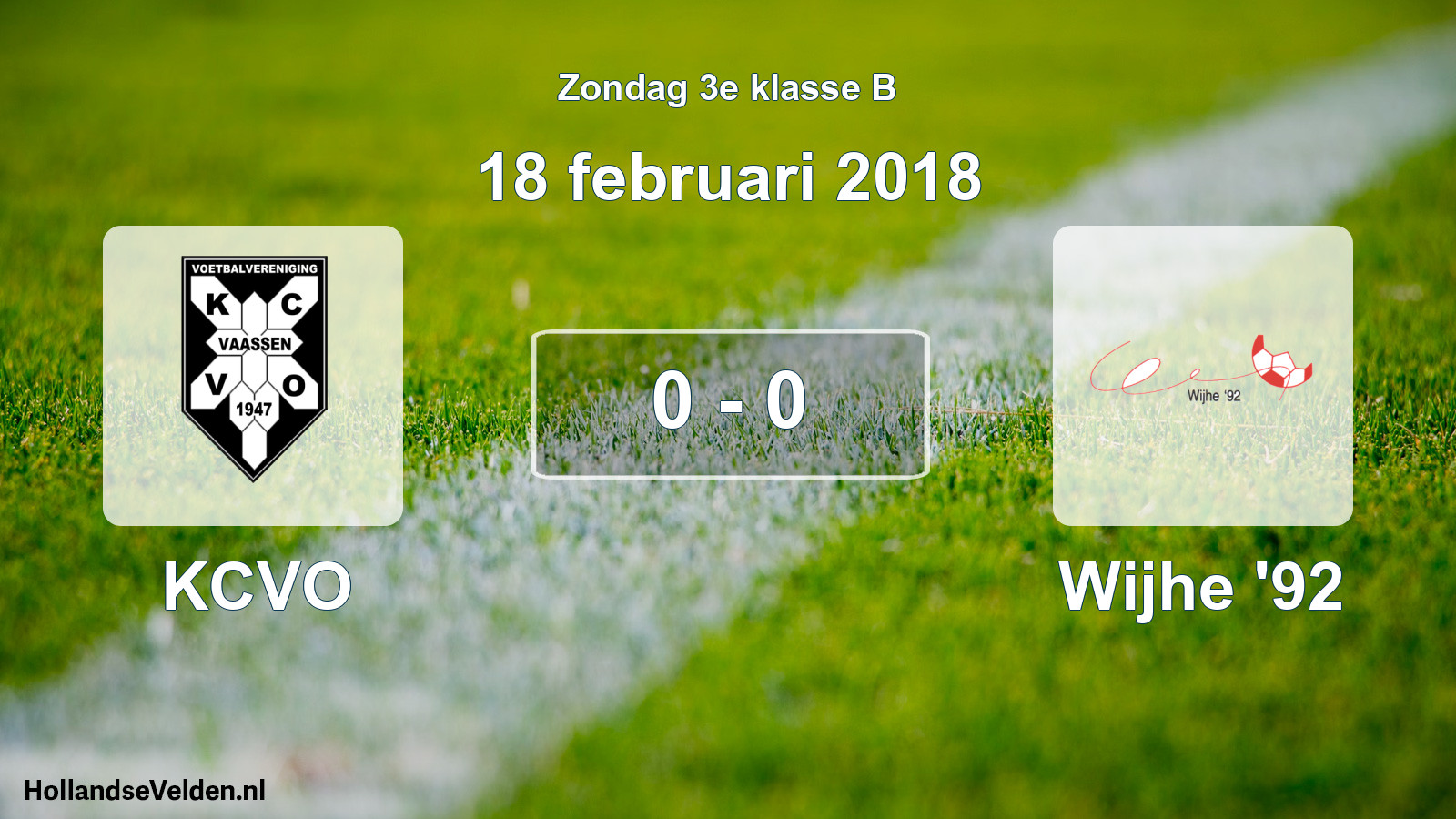 Total number of matches played: KCVO - Wijhe '92 0 - 0 (18 February 2018)