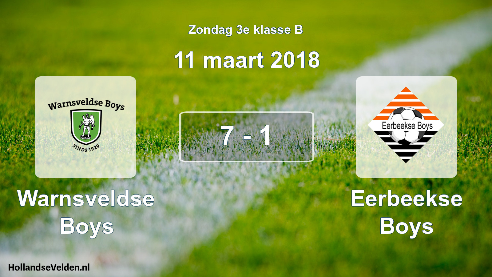 Total number of matches played: Warnsveldse Boys - Eerbeekse Boys 7 - 1 (11 March 2018)