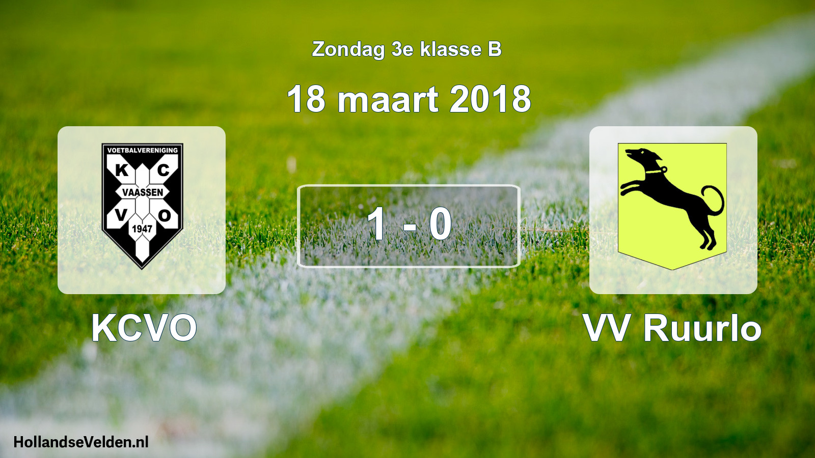 Total number of matches played: KCVO - VV Ruurlo 1 - 0 (18 March 2018)