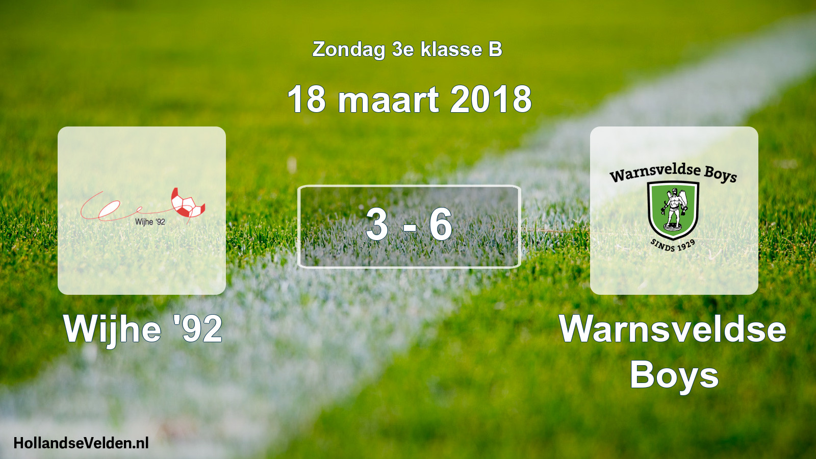 Total number of matches played: Wijhe '92 - Warnsveldse Boys 3 - 6 (18 March 2018)